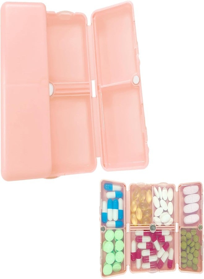 HANNEA® Daily Pill Organizer, 7 Compartments Portable Pill Case, Travel Pill Organizer, Folding Design Travel Pill Box to Hold Vitamins, Medicine, Fish Oils, Pink - Image 1